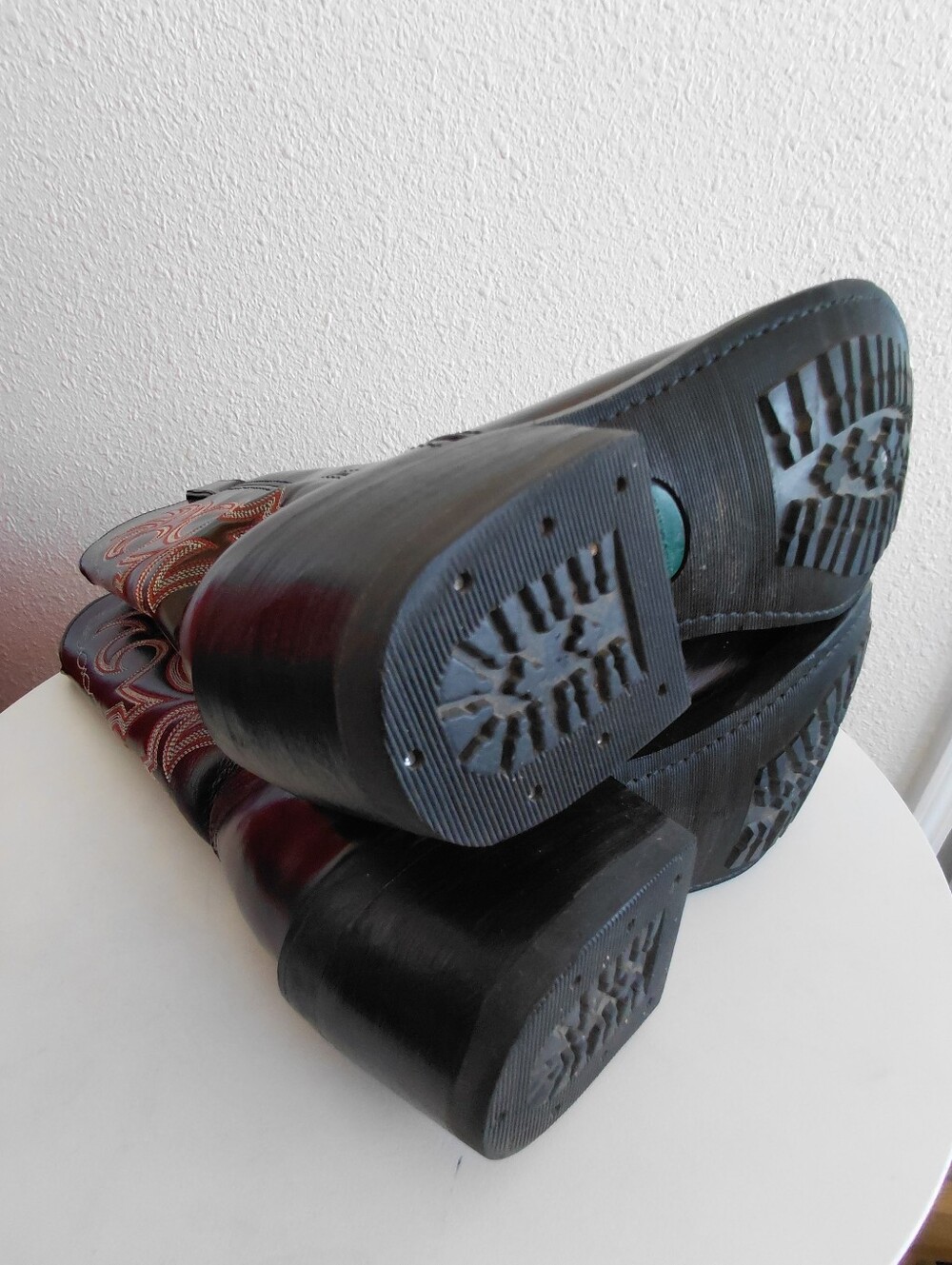 Cowtown Burgundy Leather Western  Rodeo Farm Boots - Picture 13 of 15